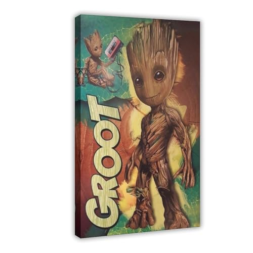 XIAGN Poster "Baby Groot", Leinwandposter, Wandkunst, Dekordruck, Bild Gemälde für Wohnzimmer, Schlafzimmer, Dekoration, 50 x 75 cm von XIAGN