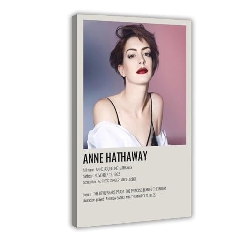 XIAGN Poster "Schauspielerin Anne Hathaway", Leinwandposter, Wandkunst, Dekordruck, Gemälde für Wohnzimmer, Schlafzimmer, Dekoration, 40 x 60 cm von XIAGN