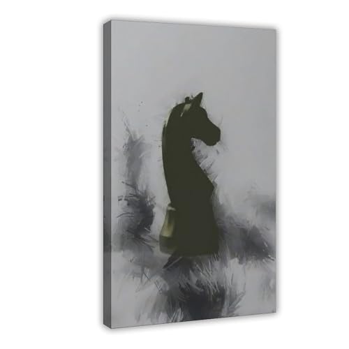 XIAGN Poster mit schwarzem Schachritter, Leinwand-Poster, Schlafzimmer, Dekoration, Landschaft, Büro, Raumdekoration, Geschenk, 30 x 45 cm XIAGN Poster mit schwarzem Schachritter, Leinwand-Poster, Schlafzimmer, Dekoration, Landschaft, Büro, Raumdekoration, Geschenk, 30 x 45 cm von XIAGN