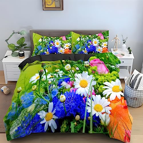 GrüNe BlüTentraube Bettwäsche 155x220 Pflanzen Bettwäsche-Sets für Jungen Mädchen Erwachsene Bettbezug Microfaser Muster Bettwäsche Set und 2 Kissenbezug 80x80 mit Reißverschluss von XIAMANG