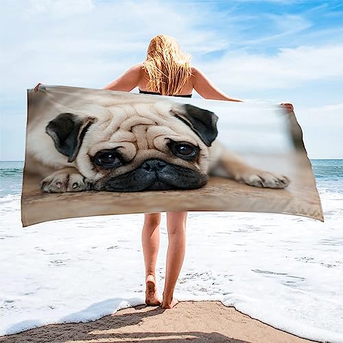 Strandtuch Braune FranzöSische Bulldogge Mikrofaser Handtuch Strandlaken Welpe Schnell Trocknen Strandhandtuch Herren Frauen BadetüCher, HandtüCher, StrandtüCher 70x140cm von XIAMANG