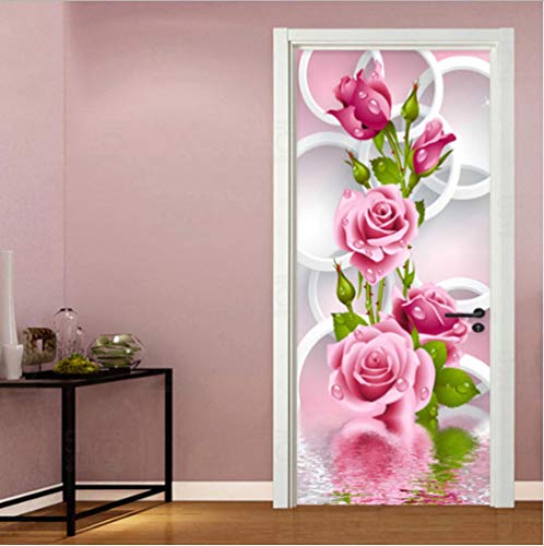 3D Türfolie Selbstklebend Blume Türtapete Selbstklebend Wasserdicht Pvc Wandaufkleber Türposter Fototapete Holzwand Türaufkleber Wandbild Für Tür Wohnzimmer Schlafzimmer Küche Und Bad 77X200Cm von XIANGCHA