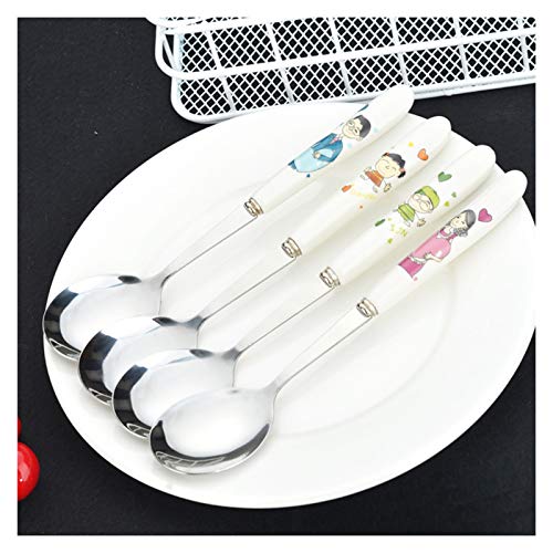 Löffel Tafellöffel 4 Pack Edelstahl Kaffee Keramik Griff Teelöffel Zuckerlöffel Eis Creme Wüstenlöffel Rührensuppe Geschirr Abendessen Löffel Kaffee Teelöffel Espressolöffel ( Size : 18.8CM*4CM ) von XIANGGUI 1983