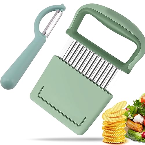 XIANGLONGY Wellenschneider Kinder, Pommes Riffelmesser, Edelstahl Gemüse Wellenschneider, Wellenmesser Baby mit Kunststoffgriff & Schutzhülle für Pommes Kartoffeln Gemüse Obst von XIANGLONGY