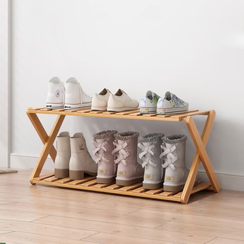 XIANGLV Schuhregal Klein, 2 Ebenen Faltbares Schuhregal Holz, Ohne Installation kleines schuhregall Perfekt für Flur, Schlafzimmer und kleine Räume, Lager 80bl von XIANGLV