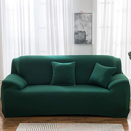 XIANGLV Sofa-Schonbezüge Sofabezug Elastischer Sofabezug Universal Staubdicht Vier Jahreszeiten Stoff Sofakissen (Dunkelgrün, Drei Personen (180-220 cm)) von XIANGLV