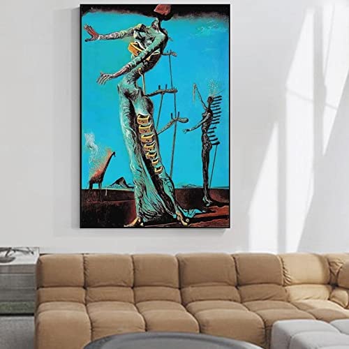 XIANGMAN Die brennende Giraffe Leinwand Kunstdruck Wandbild Surrealistisch Wohnzimmer Wandkunst Reproduktion Rahmenlos 60x90cm von XIANGMAN