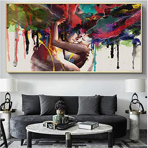 Umarmungen, Liebespaar-Drucke, Liebes-Wandkunst, Aquarell, abstrakte Männer und Frauen, Poster, Graffiti-Kunst, Schlafzimmer, Wanddekoration, Wandbild, XXL, 72 x 152 cm, rahmenlos Umarmungen, Liebespaar-Drucke, Liebes-Wandkunst, Aquarell, abstrakte Männer und Frauen, Poster, Graffiti-Kunst, Schlafzimmer, Wanddekoration, Wandbild, XXL, 72 x 152 cm, rahmenlos von XIANGMAN