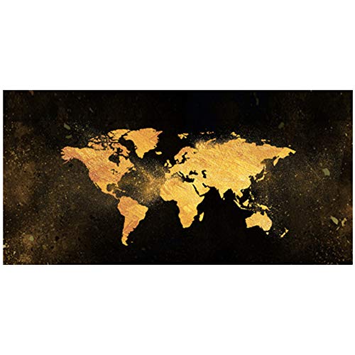 Abstrakt Schwarz Gold Weltkarte Leinwand Malerei Poster und Print Nordic Wandkunst Bild für Wohnzimmer Kinderzimmer Decor-60x100cm Kein Rahmen von XIANGPEIFBH