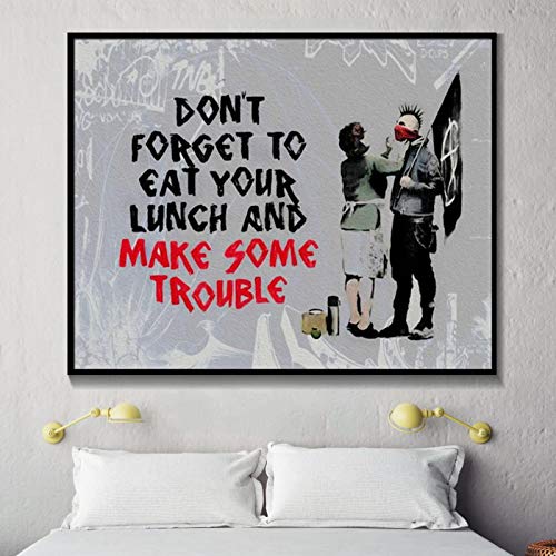 XIANGPEIFBH Banksy Don't Forget To Eat Your Lunch And Make Some Trouble Kunstdruck auf Leinwand, Wandbild, Poster und Drucke, Dekor, 30 x 40 cm, ungerahmt XIANGPEIFBH Banksy Don't Forget To Eat Your Lunch And Make Some Trouble Kunstdruck auf Leinwand, Wandbild, Poster und Drucke, Dekor, 30 x 40 cm, ungerahmt von XIANGPEIFBH