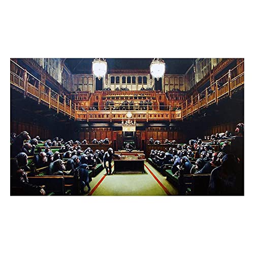 XIANGPEIFBH Banksy Wandkunst Bilder Affe Parlament Leinwand Malerei Moderne Poster und Drucke Abstrakt für Wohnzimmer Wohnkultur 50x70cm (20x28inch) Ungerahmt von XIANGPEIFBH