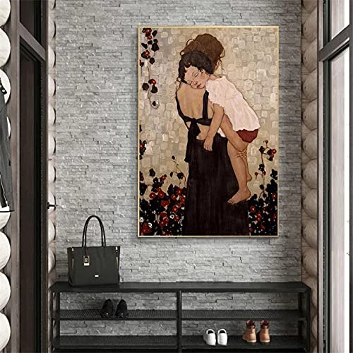 Berühmt auf Von Gustav Klimt Mutter und Kind Poster Mordern Stil Leinwand Malerei Wandkunst Bild für Wohnzimmer Dekor 60x80cm (24x31inch) Ungerahmt von XIANGPEIFBH