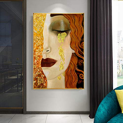 Berühmte Gustav Klimt Golden Tears Leinwand Malerei Poster und Drucke Reproduktionen Wandkunst Bilder für Heimtextilien 70x90cm (28x35inch) Innenrahmen von XIANGPEIFBH