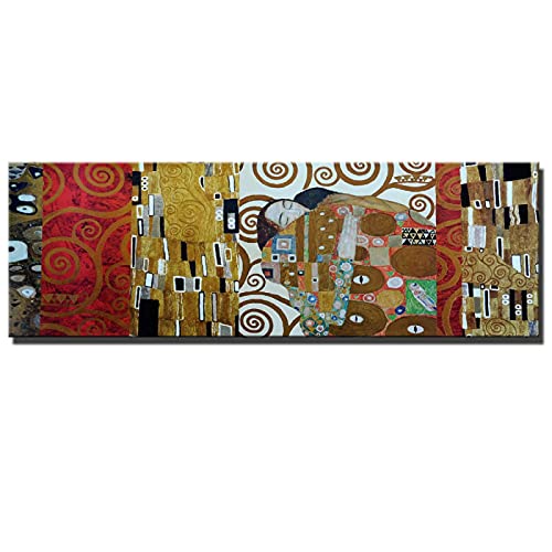 XIANGPEIFBH Canvas Paintings Gustav Klimt Kiss Famous For Bed Room Decor Large Size World Famous Painting Replica Kiss Pictures 60x185cm(20''x73'') Unframed von XIANGPEIFBH