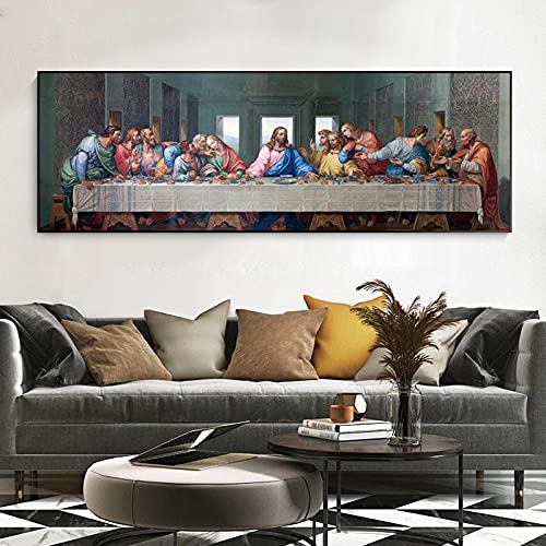 Das letzte Abendmahl Leonardo da Vinci Leinwand Gemälde an der Wand Kunst Poster und Drucke berühmte Christus Kunst Bilder Dekor 70 x 210 cm (27 x 83 Zoll) ungerahmt von XIANGPEIFBH