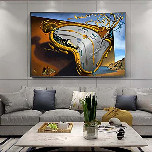 Die Beständigkeit der Erinnerung Leinwand Gemälde von Salvador Dali Berühmte Wandkunst Poster Druckt Wandbilder für Wohnkultur 50 x 90 cm (20''x35'') Innenrahmen von XIANGPEIFBH