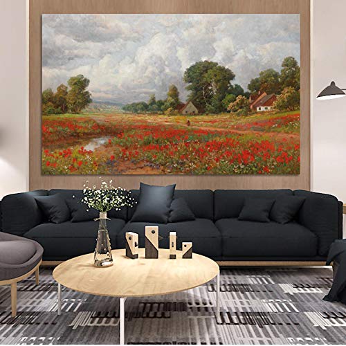 Field of by Alois Arnegger, klassisches berühmtes Gemälde, Landschaft, Posterdruck auf Leinwand, Wandkunst, Bilder, Heimdekoration, 80 x 120 cm (32 x 47 Zoll), ungerahmt von XIANGPEIFBH