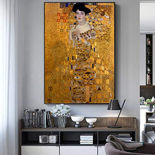 Gustav Klimt berühmte Gemälde Frau in Gold, Reproduktion, Dekor, Poster und Drucke, Wohnzimmer, Heimdekoration, Wandkunst, Bild, 70 x 90 cm, ungerahmt von XIANGPEIFBH