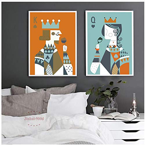Königin König von Poker Wohnkultur Leinwand Malerei Wandkunst Ideen Drucke auf Leinwand für Wohnzimmer Wand Poster und Bilder-50x70cm No Frame von XIANGPEIFBH