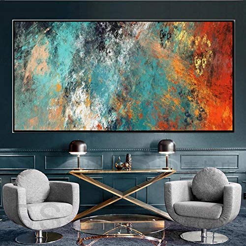 Leinwand Malerei Große Wandbilder Für Wohnzimmer Dekoration Abstrakte Wolken Bunte Kunst Wohnkultur Kunstwerk 80x160cm (32''x63'') Innenrahmen von XIANGPEIFBH