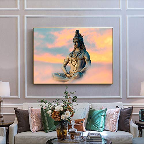 Lord Shiva Wandkunst Leinwand Gemälde Hindu Gods Home Dekorative Leinwand Kunstdrucke Hinduismus Kunst Bilder Für Wohnzimmer 70x125cm Innenrahmen von XIANGPEIFBH