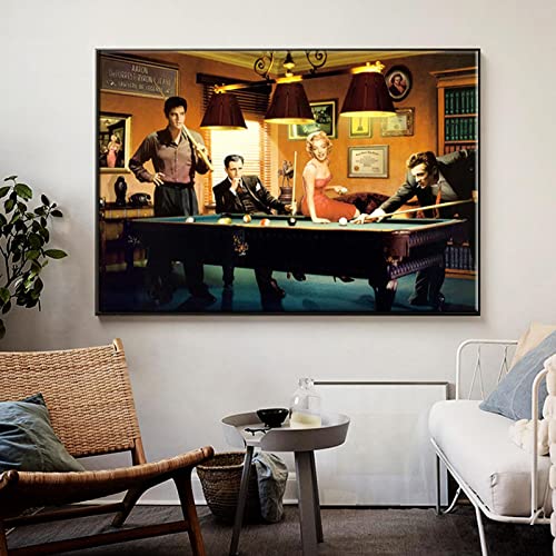 Moderne Klassische Filmplakat Leinwand Gemälde Berühmte Sterne Spielen Billard Poster und Druck Wandkunst Bilder Wohnkultur 60x80cm (24x31inch) Innenrahmen von XIANGPEIFBH