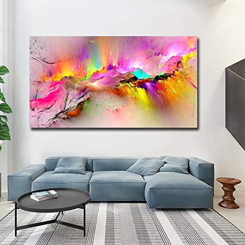 Moderne abstrakte farbenfrohe Kunst auf Leinwand, Poster und Druck, Wandkunst, Bild für Wohnzimmer, Heimdekoration, Kunstwerk, 70 x 140 cm, ungerahmt von XIANGPEIFBH