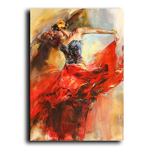 Modernes abstraktes tanzendes Ballerina-Mädchen-Leinwandgemälde, Poster und Drucke, Wandkunst, Bild für Wohnzimmer, Schlafzimmer, Dekoration, 70 x 105 cm (28 x 41 Zoll) Innenrahmen von XIANGPEIFBH