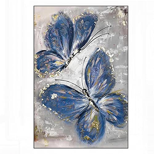 Nordic Gold Blauer Schmetterling Dekorative Malerei Abstrakter Schmetterling Poster Leinwanddrucke Wandkunst Veranda Innendekoration 70x90cm (28x35inch) Innenrahmen von XIANGPEIFBH