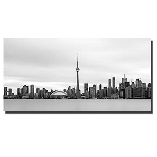 Schwarz Und Weiß Skyline Vintage Poster Und Drucke Toronto Landschaft Wandkunst Leinwandbilder Für Wohnzimmer Pictures-60x120 cm Kein Rahmen von XIANGPEIFBH