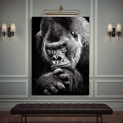 Schwarzer Gorilla Leinwand Malerei Nordic Tier Poster Affe Wandbilder Für Wohnzimmer Dekoration Poster 70x105 cm (28x41 Zoll) Innenrahmen von XIANGPEIFBH