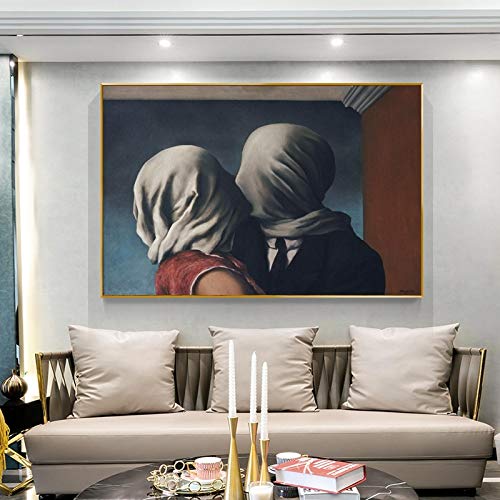 XIANGPEIFBH Surrealismus Wandkunst Leinwand Gemälde Kiss Lover Von Rene Magritte Moderne Poster und Drucke für Wohnzimmerdekoration 60x85cm Innenrahmen XIANGPEIFBH Surrealismus Wandkunst Leinwand Gemälde Kiss Lover Von Rene Magritte Moderne Poster und Drucke für Wohnzimmerdekoration 60x85cm Innenrahmen von XIANGPEIFBH