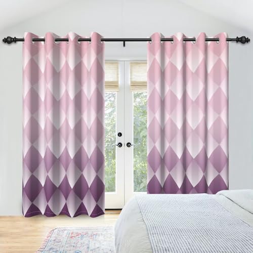 XIANGPEIFBH 2 stücke Rosa Schattierung Fenster Vorhang Rhombus Gradienten Schlafzimmer Wohnzimmer Dekoration Polyester Stoff 95% Blackout Vorhänge 183(W) x(H) 160cmx2pcs von XIANGPEIFBH