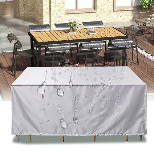 XIANGPEIFBH Abdeckung Gartenmöbel Winterfest 380x180x85cm(LxWxH) 420D Oxford Gewebe Regenschutz Staubfest, Wasserdicht Winddicht, Vollständige Abdeckung und Schutz für alle Jahreszeiten Silber von XIANGPEIFBH