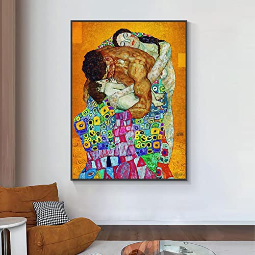 XIANGPEIFBH Abstrakte Klassiker von Gustav Klimt Familie Malerei auf Leinwand Moderne Poster und Drucke Wandkunst Bild Wohnzimmer Dekor 50x70cm (20x28inch) Ungerahmt von XIANGPEIFBH