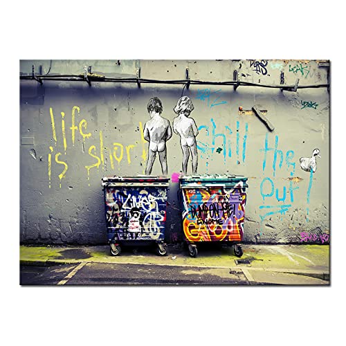 XIANGPEIFBH Banksy Graffiti Art Abstraktes Leinwandbild „Life Is Short Chill The Duck Out“ Poster und Drucke Wandkunst Wohnkultur 50 x 75 cm (20 x 30 Zoll) ungerahmt von XIANGPEIFBH