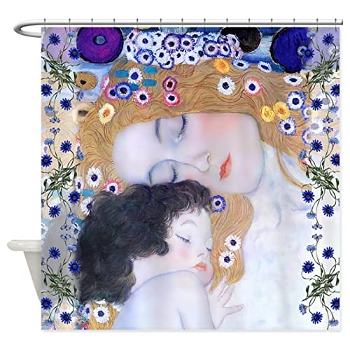 XIANGPEIFBH Berühmtes Gemälde Gustav Klimt Mutter und Kind, Moderne Kunst, Badezimmer-Duschvorhang, Winddicht, Badezimmer-Einrichtungsdekoration 240x175cm/94x69in(WxH) von XIANGPEIFBH