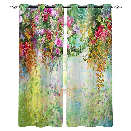 XIANGPEIFBH Blume Aquarell Rose Morning Glory Vorhänge für Wohnzimmer Kinder Schlafzimmer Dekoration Home Küche Fenster Vorhänge 240(W) x(H) 240cmx2pcs von XIANGPEIFBH