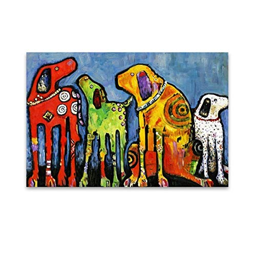 XIANGPEIFBH Drucken Leinwand Malerei Wanddekor Poster Kunst Tierbild Bunte Hund Malerei für Wohnzimmer Wohnkultur 40x60 cm / 15,7"x 23,6" Kein Rahmen von XIANGPEIFBH