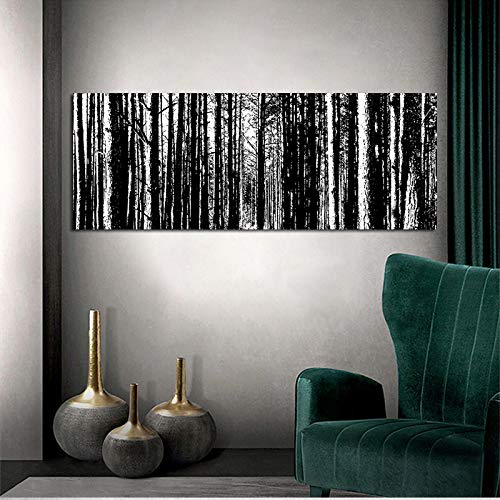 XIANGPEIFBH Giclée Artwork Wandkunst Leinwand Schwarzweiß Bild Birkenwald Landschaftsbilder für Wohnzimmer an der Wand 60x180cm (24"x71) Ungerahmt von XIANGPEIFBH