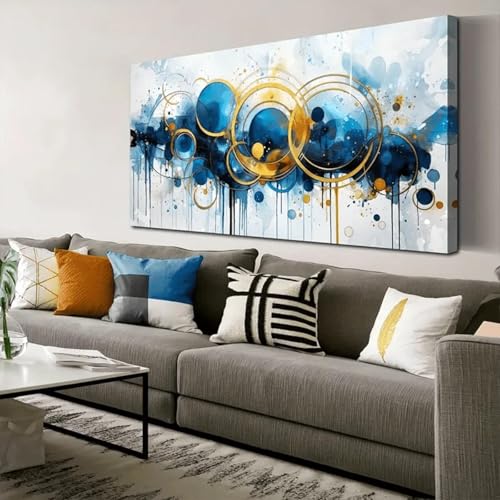 XIANGPEIFBH Giclée-Kunstwerk, abstrakte Malerei, Wandkunst – große Leinwandbilder, Schlafzimmer-Wanddekoration – blaue Bilder für die Wandmalerei zu Hause, 30x60cm (12x24 Zoll), Innenrahmen von XIANGPEIFBH