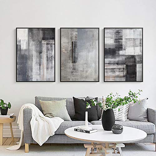 XIANGPEIFBH Grauweiß Abstrakte Moderne minimalistische Dekoration Leinwand Malerei Kunstdruck Poster Bild Wandmalerei Wohnkultur 50x70cmx3pcs Ungerahmt von XIANGPEIFBH