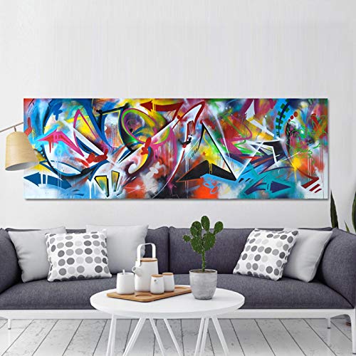 XIANGPEIFBH Große Größe Wandbilder Für Wohnzimmer Wohnkultur Abstrakte Bunte Leinwand Malerei Druck Und Poster Kunst Wohnkultur 70x210cm (28"x 83") Ungerahmt von XIANGPEIFBH