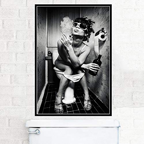 XIANGPEIFBH Mädchen auf Toilette Rauchen und Trinken Leinwand Malerei Pub Bar Toilette Wandkunst Poster und Drucke Bild für Badezimmer Dekor 40x70cm ungerahmt XIANGPEIFBH Mädchen auf Toilette Rauchen und Trinken Leinwand Malerei Pub Bar Toilette Wandkunst Poster und Drucke Bild für Badezimmer Dekor 40x70cm ungerahmt von XIANGPEIFBH