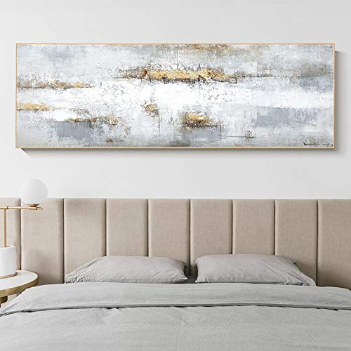 XIANGPEIFBH Original abstrakte Kunst Malerei graue Malerei Plakate und Drucke Wandkunst Leinwand Bilder für Wohnzimmer Home Decor 70x210cm (28"x83) Ungerahmt von XIANGPEIFBH