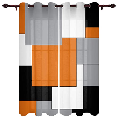 XIANGPEIFBH Schattierung Winodw Vorhang Europäisch Orange Schwarz Grau Abstrakt Vorhang Wohnzimmer Schlafzimmer Heimtextilien Digitaldruck 80(W) x(H) 200cmx2pcs von XIANGPEIFBH