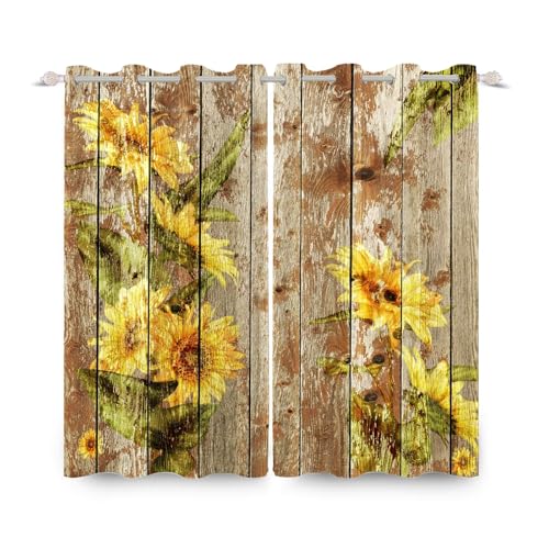 XIANGPEIFBH Sonnenblumen-Druck, 95% Verdunkelungsvorhang, Polyester, Sonnenschutz, 2 Stück, Fenster für Schlafzimmer, Büro, Wohnzimmer, Arbeitszimmer, Heimvorhänge 120(W) x(H) 254cmx2pcs von XIANGPEIFBH