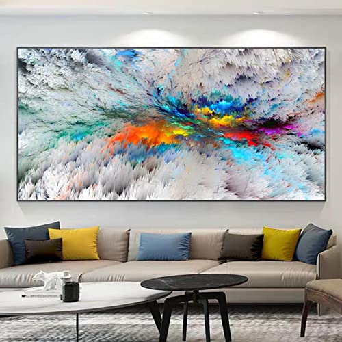 XIANGPEIFBH Wandkunst Landschaftsbild Leinwanddruck Abstrakte Farbwolkenmalerei für Wohnzimmer Wohnkultur Kunstwerk 40x80cm(16x32inch) mit schwarzem Rahmen von XIANGPEIFBH