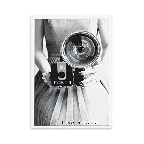 XIANGPEIFBH Wandkunst Vintage Tanzen Foto Mädchen Nordic Leinwand Schwarz Weiß Poster und Drucke Leinwand Malerei Bild für Wohnzimmer Dekor 50x70 cm (19,7 "x 27,6") Mit Rahmen von XIANGPEIFBH