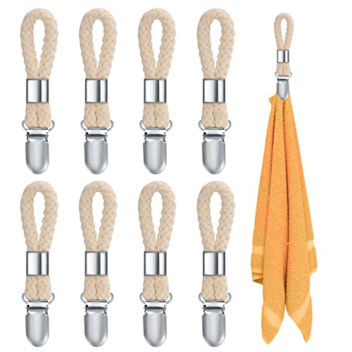XIANGPICA 8 Stück Handtuch Clips zum Aufhängen, Handtuchclips mit Schlaufen, Handtuch Klammer, Haken für Handtücher, Geschirrtuch Handtuchhalter Clips von XIANGPICA